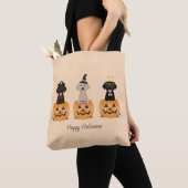 Gelukkige Halloween Labrador Retriever Honden Pomp Tote Bag (Dichtbij)
