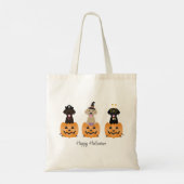 Gelukkige Halloween Labrador Retriever Honden Pomp Tote Bag (Achterkant)