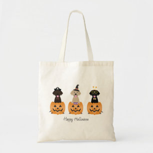 Gelukkige Halloween Labrador Retriever Honden Pomp Tote Bag