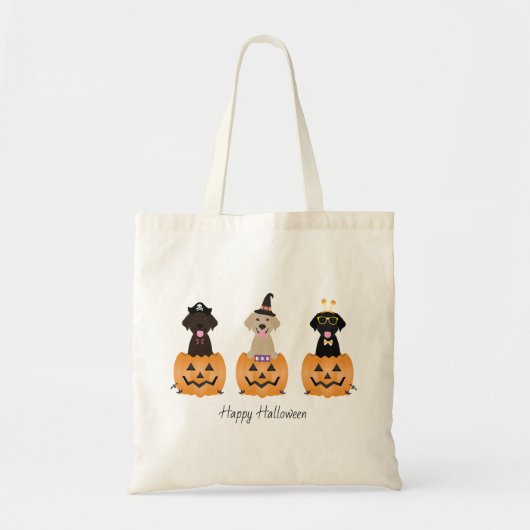 Gelukkige Halloween Labrador Retriever Honden Pomp Tote Bag (Voorkant)