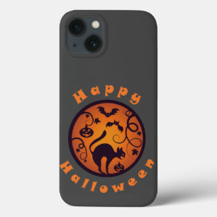 Gelukkige Halloween lantaarn zwarte kat spinnen en Case-Mate iPhone Case