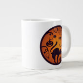 Gelukkige Halloween lantaarn zwarte kat spinnen en Grote Koffiekop (Voorkant rechts)
