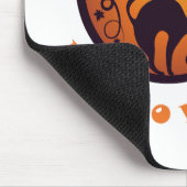 Gelukkige Halloween lantaarn zwarte kat spinnen en Muismat (Hoek)