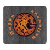 Gelukkige Halloween lantaarn zwarte kat spinnen en Snijplank (Voorkant)