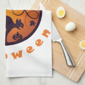 Gelukkige Halloween lantaarn zwarte kat spinnen en Theedoek (Quarter Fold)