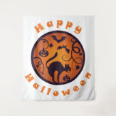 Gelukkige Halloween lantaarn zwarte kat spinnen en Wandkleed (Voorkant)