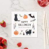 Gelukkige Halloween Leuke Kat Pompoen Bat Servet (Insitu)