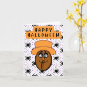 Gelukkige Halloween/Leuke Koffieboon Kaart (Gele Bloem)