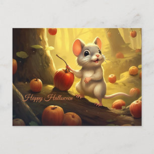 Gelukkige Halloween Leuke Muis en Pompoenen Feestdagenkaart