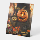 Gelukkige Halloween Leuke Treats Reclamebord Met Voetstuk (Voorkant)