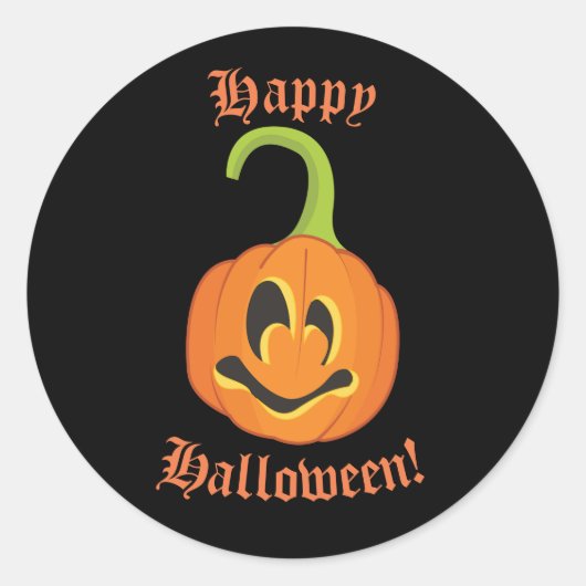 Gelukkige Halloween Leuke Whimsical Pompoen Treat Ronde Sticker (Voorkant)