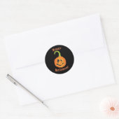 Gelukkige Halloween Leuke Whimsical Pompoen Treat Ronde Sticker (Envelop)