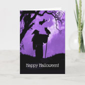 Gelukkige Halloween Magic Uil Heksen Kat Warlock Kaart (Voorkant)