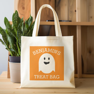 Gelukkige Halloween met Naam Leuke Ghost Treat Tote Bag