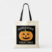 Gelukkige Halloween met Naam Leuke Pompoen Treat Tote Bag (Achterkant)