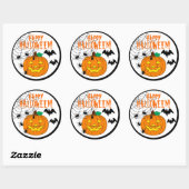 Gelukkige Halloween met pompoenspinnen en vleermui Ronde Sticker (Vel)