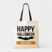 Gelukkige Halloween met Vette Naam van de Douane T Tote Bag (Voorkant)