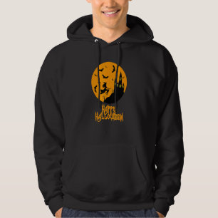 Gelukkige Halloween met vliegende heks en vleermui Hoodie