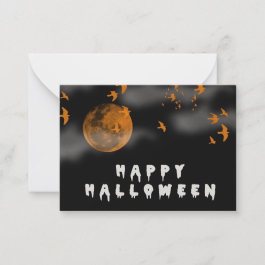 Gelukkige Halloween met volle maan Notitiekaartje (Voorkant)