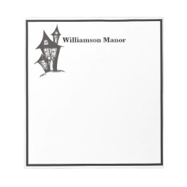 Gelukkige Halloween Monogram Familie Spookhuis Mem Notitieblok