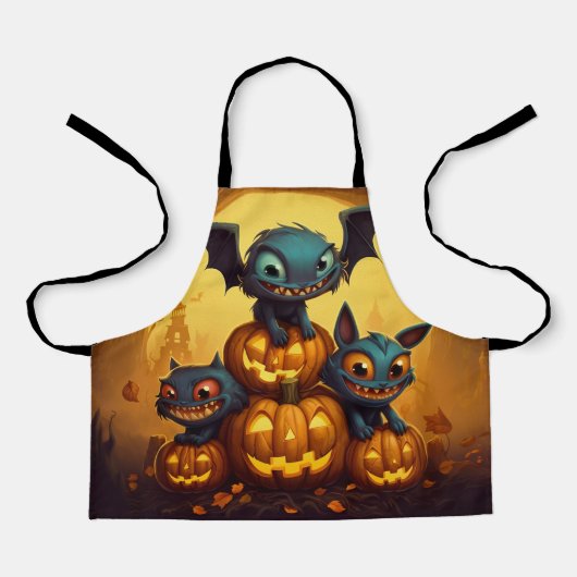 Gelukkige Halloween monster vleermuizen glimlachen Schort (Voorkant)