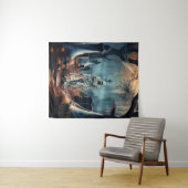 Gelukkige Halloween-mummie op een kerkhof Wandkleed (In Situ (horizontaal))