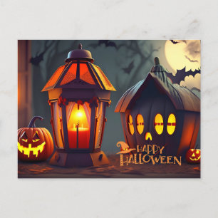 Gelukkige Halloween nacht vleermuizen vliegen Feestdagenkaart