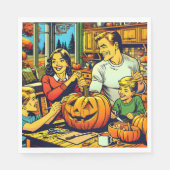 Gelukkige Halloween Nostalgische Familie Carving P Servet (Voorkant)