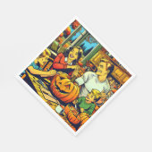 Gelukkige Halloween Nostalgische Familie Carving P Servet (Hoek)