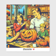 Gelukkige Halloween Nostalgische Familie Carving P