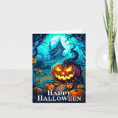 Gelukkige Halloween ondeugende gloeiende pompoenen Kaart (Voorkant)
