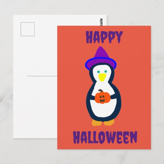 Gelukkige Halloween Pinguïn Briefkaart (Voorkant / Achterkant)