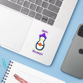 Gelukkige Halloween Pinguïn Sticker (Laptop met iPhone)
