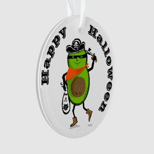 Gelukkige Halloween Pirate Avocado Ornament (voorkant)