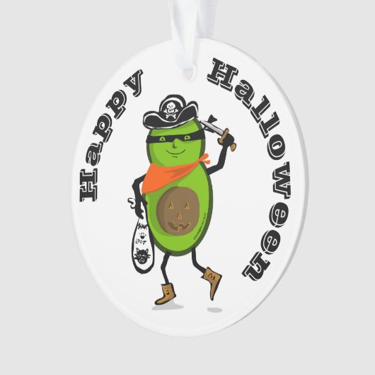 Gelukkige Halloween Pirate Avocado Ornament (voorkant)