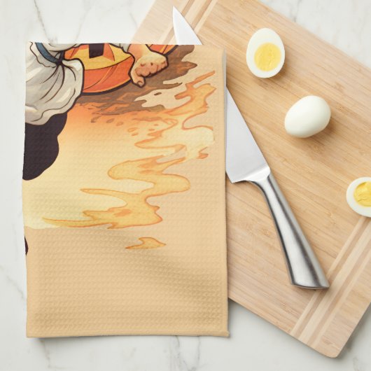 Gelukkige Halloween pompoen achtervolgen jonge jon Theedoek (Quarter Fold)