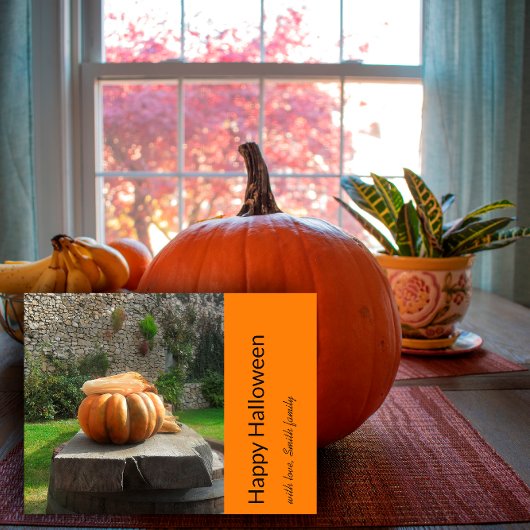 Gelukkige Halloween pompoen foto Aankondigingskaart