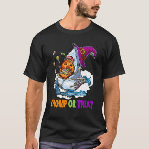 Gelukkige Halloween pompoen haai chomp of traktati T-shirt