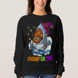 Gelukkige Halloween pompoen haai chomp of traktati Trui