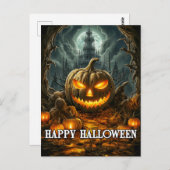 Gelukkige Halloween pompoen onder het maanlicht Briefkaart (Voorkant / Achterkant)