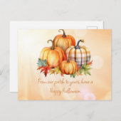 Gelukkige Halloween Pompoen Patch & Bladeren Hallo Feestdagenkaart (Voorkant / Achterkant)