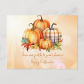 Gelukkige Halloween Pompoen Patch & Bladeren Hallo Feestdagenkaart (Voorkant)