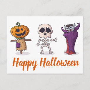 Gelukkige Halloween Pompoen, Skelet en Dracula Briefkaart