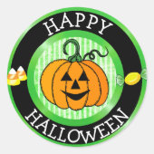 Gelukkige Halloween Pompoen & Snoep Sticker (Voorkant)