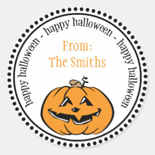 Gelukkige Halloween pompoen stip cirkel labels