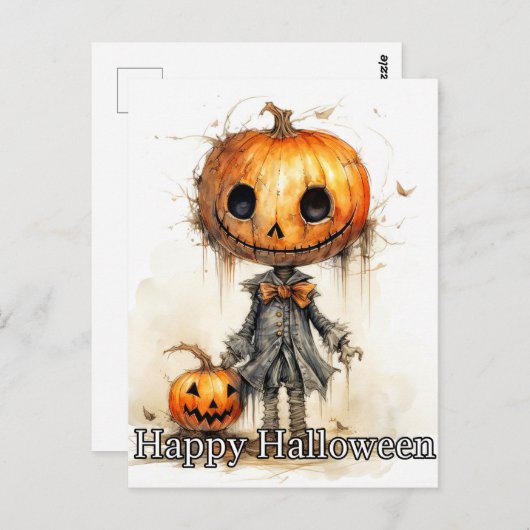 Gelukkige Halloween pompoen vriend Briefkaart (Voorkant / Achterkant)