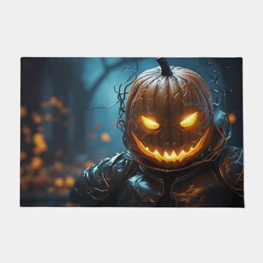 Gelukkige Halloween Pumpkin Warrior Deurmat (Voorkant)