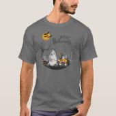 Gelukkige Halloween Retro Gnomen op Begraafplaats T-shirt (Voorkant)