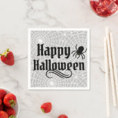 Gelukkige Halloween Scary Grey Zwarte Spin Servet (Insitu)