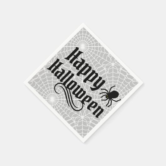 Gelukkige Halloween Scary Grey Zwarte Spin Servet (Hoek)